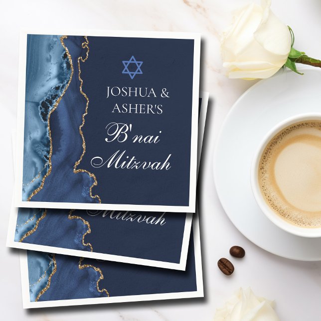 Servilleta De Papel Navy Blue Gold B'nai Mitzvah Elegante Fiesta (Subido por el creador)