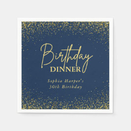 Servilleta De Papel Navy Blue Gold Glitter Confetti Birthday Dinner