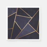 Navy Blue Gold Triángulos Geométrico Elegante Clás