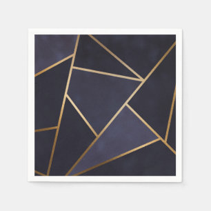 Servilleta De Papel Navy Blue Gold Triángulos Geométrico Elegante Clás