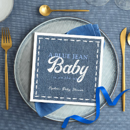 Servilleta De Papel Navy Blue Jean Baby Boy Baby Shower 