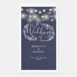 Servilleta De Papel Navy Blue String ilumina a Boda floral