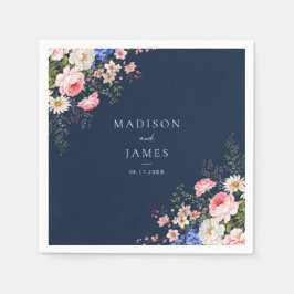 Servilleta De Papel Navy Blue Wildflower Floral Wedding