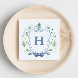 Servilleta De Papel Navy Chinoiserie Escudo Monogram Napkin