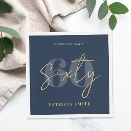 Servilleta De Papel Navy elegante moderno 60 cumpleaños