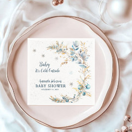 Servilleta De Papel Navy Gold Baby It's Cold Outside Baby Shower