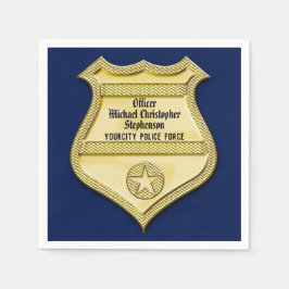 Servilleta De Papel Navy Gold Badge Police Graduation/Retirement Party