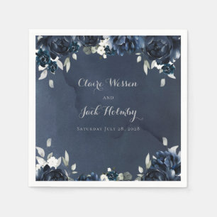 Servilleta De Papel Navy Peony Boda Square Cocktail Napkins