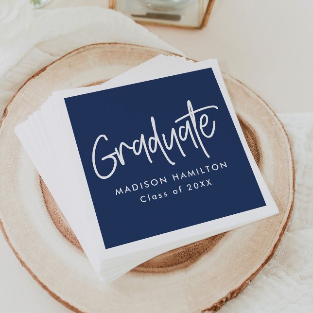 Servilleta De Papel Navy | Preppy Script Graduation (Subido por el creador)