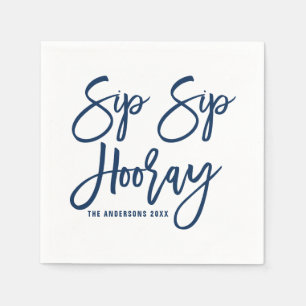 Servilleta De Papel Navy Sip Sip Hooray Hand Letter Paper Napkins