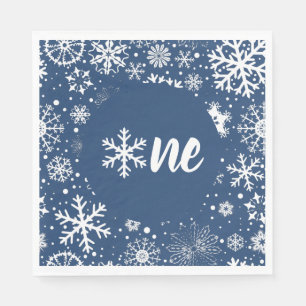 Servilleta De Papel Navy Winter First Birday Snowflake One Napkins