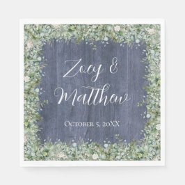 Servilleta De Papel Navy Wood Eucalyptus Wedding Napkins | Rustic