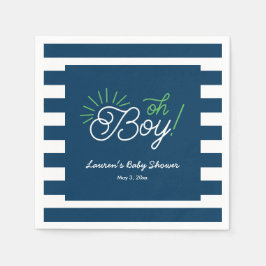 Servilleta De Papel Navy y las toallas Baby Shower a rayas blancas