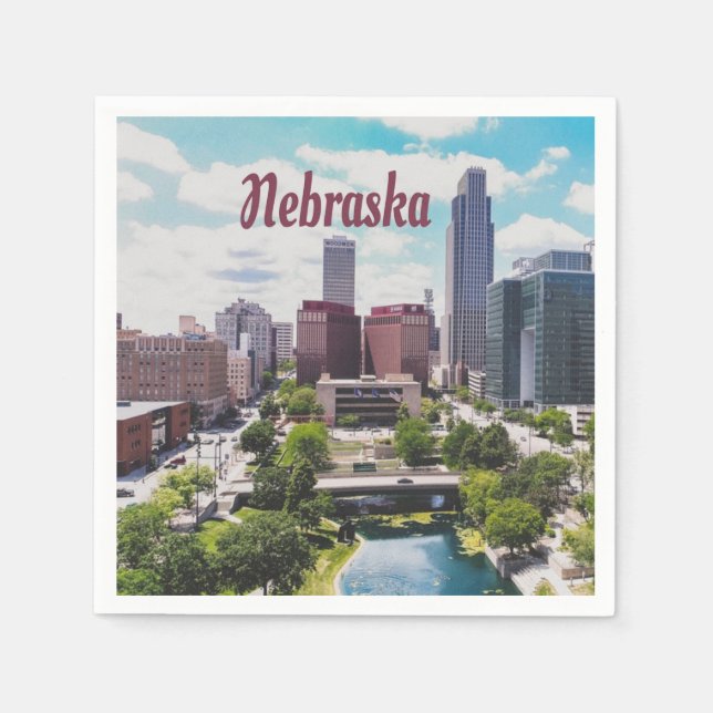 Servilleta De Papel Nebraska City Skyline Omaha (Anverso)
