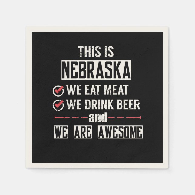 Servilleta De Papel Nebraska Come Carne Bebe Beer Awesome (Anverso)