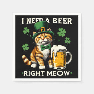 Servilleta De Papel Necesito una cerveza justo el día del gato St. Pat