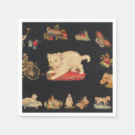 Servilleta De Papel Needlepoint Kitty Cat Paper Napkin