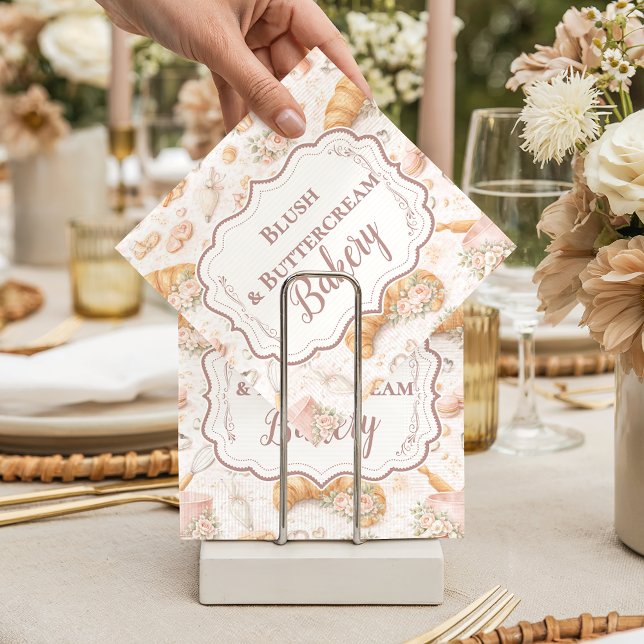 Servilleta De Papel Negocio de panadería de croissant rosa romántico (Subido por el creador)