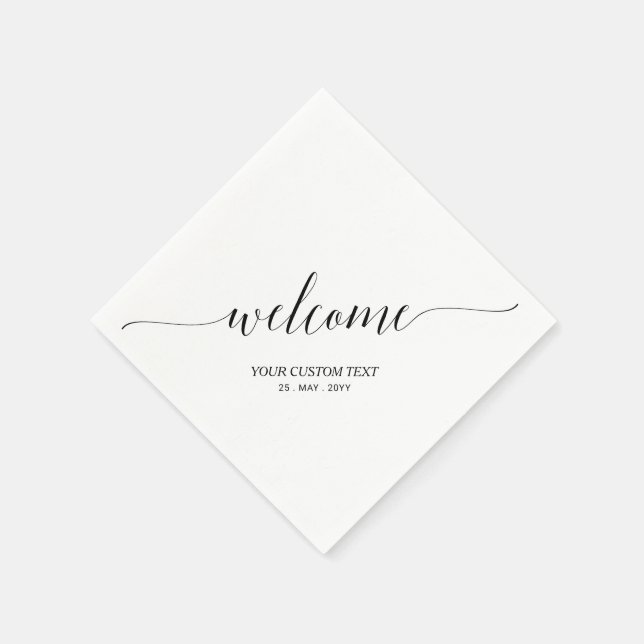 Servilleta De Papel Negra | Elegante Fiesta de bienvenida con letras e (Borde)