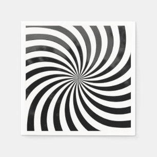 Servilleta de papel negra y blanca en espiral eleg