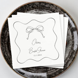 Servilleta De Papel Negra y blanca está atando la ducha nupcial