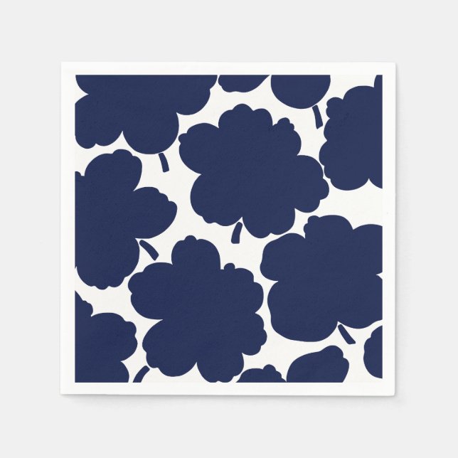 Servilleta De Papel Negrita Florals Monocromo Marina Oscura (Anverso)