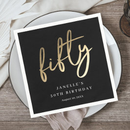 Servilleta De Papel Negrita moderna de oro Tipo 50 cumpleaños