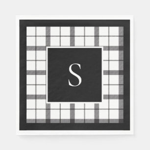 Servilleta De Papel Negro, Blanco, Cuadros, Clásico, Chic, Moderno
