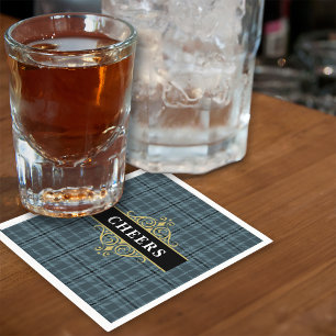 Servilleta De Papel Negro Cuadro Gris Elegante Fiesta