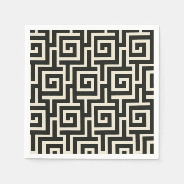 Servilleta De Papel Negro de clave griega (Anverso)