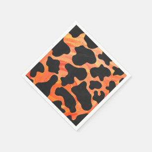 Servilleta De Papel Negro de la vaca e impresión anaranjada