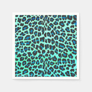 Servilleta De Papel Negro del leopardo e impresión verde azulada