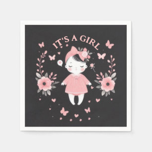 Servilleta De Papel Negro gótico Baby Shower rosado