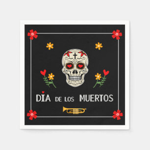 Servilleta De Papel Negro gótico Dia de los Muertos Flor de azucar