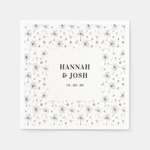Servilleta De Papel Negro   Napkin Boda floral moderno