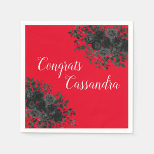 Servilleta De Papel Negro Rosa Oscuro Partido Gótico de Graduación Roj