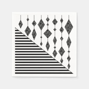 Servilleta De Papel Negro y blanco, abstracto, geométrico, simple, esc