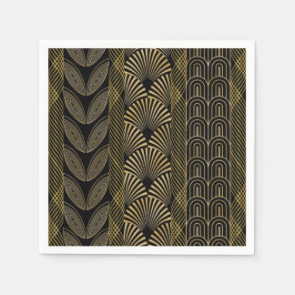 Servilleta De Papel Negro y oro Art Deco