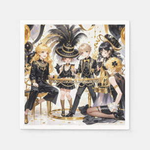 Servilleta De Papel Negro y oro, rico lujo, estilo Moulin rouge