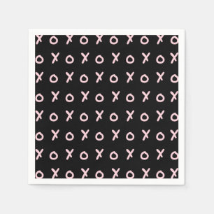 Servilleta De Papel Negro y Rosa Bebé X O XO XO's Monas Modernas