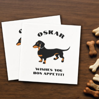 Servilleta De Papel Negro y Tan Dachshund Doxie Dog Personalizado text