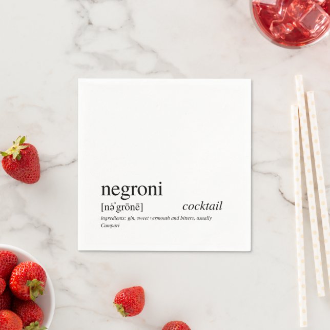 Servilleta De Papel Negroni cita moderna tipografía negra (In situ)