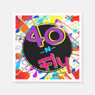 Servilleta De Papel Neón 80s Hip Hop 40 y Volando Cumpleaños