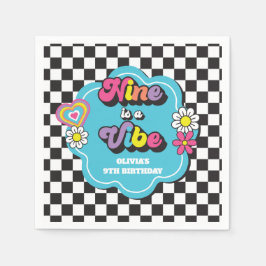 Servilleta De Papel Neon 90s Retro Nine es una Vibra Cumpleaños 9