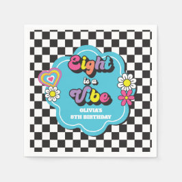 Servilleta De Papel Neon 90s Retro Ocho es una Vibra Cumpleaños 8