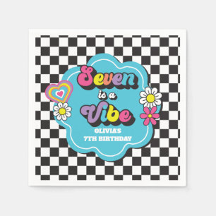 Servilleta De Papel Neon 90s Retro Seven es una Vibra Cumpleaños 7