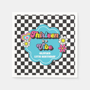 Servilleta De Papel Neon 90s Retro Trece es una Vibra Cumpleaños 13