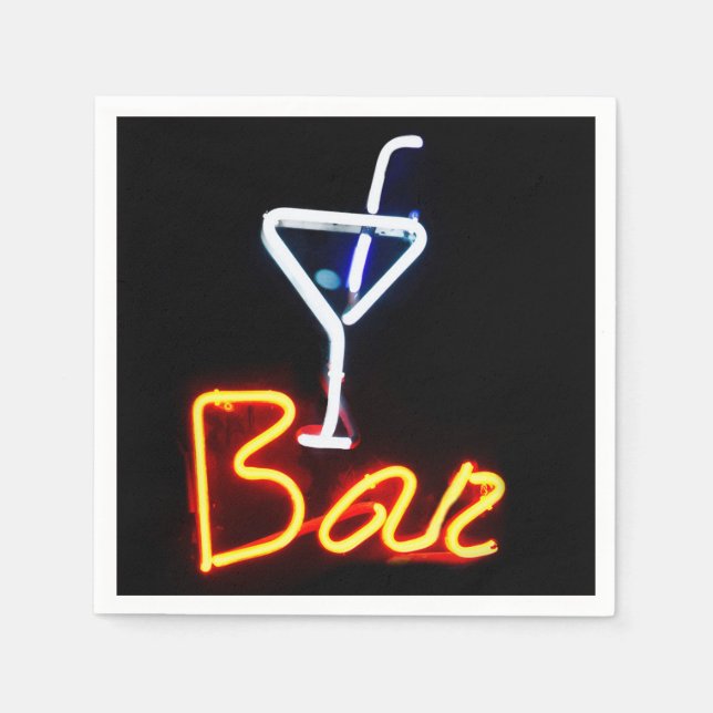 Servilleta De Papel Neon Bar Rótulo Cocktail Napkin (Anverso)