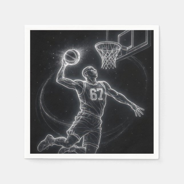 Servilleta De Papel Neon Basketball Player Number 67 (Anverso)