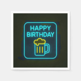 Servilleta De Papel Neon Birday Beer Mug On Black